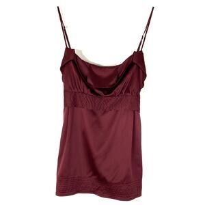 3/$30 BCBGMaxAzria | Maroon Polyester Tie Back Spaghetti Strap Top M
